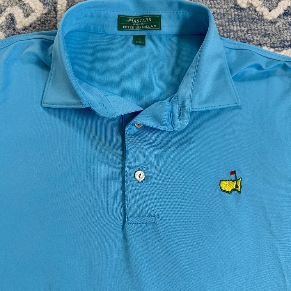 Masters Peter Millar Blue Performance Golf Shirt Polo
